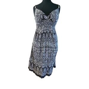 Derek Heart Babydoll Dress Black White Floral Coquette Y2K Sundress Cottage XL